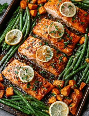 Garlic Butter Salmon with Roasted Sweet Potato