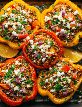 Mediterranean Stuffed Peppers with Ground Turkey