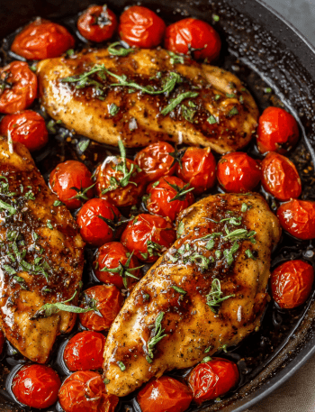 Balsamic Chicken with Blistered Tomatoes