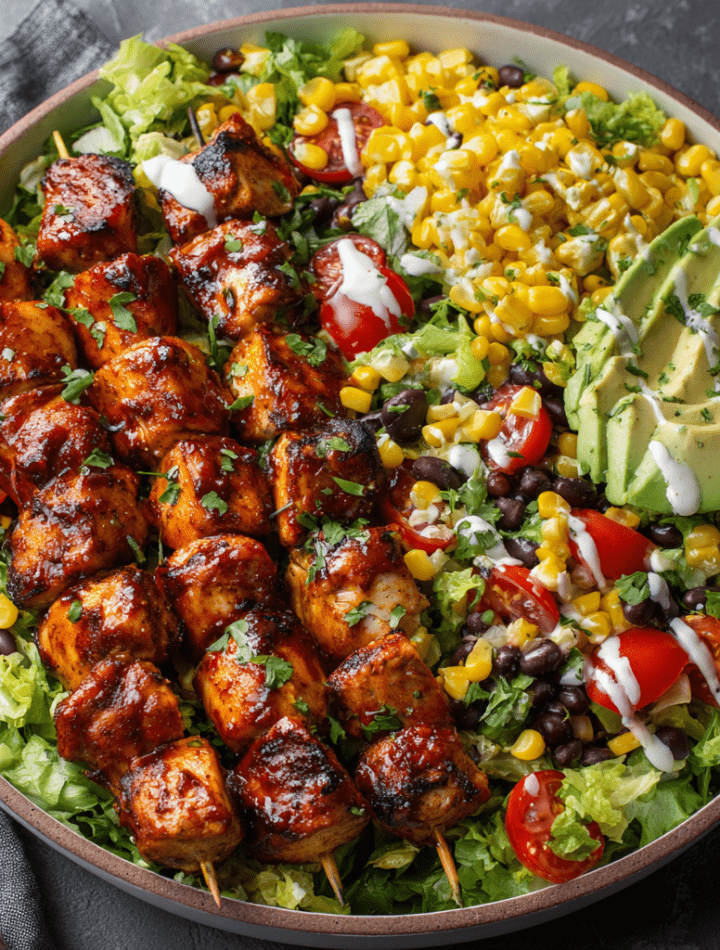 BBQ Chicken Skewer Salad