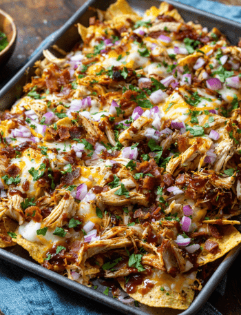 Sheet Pan BBQ Chicken Nachos
