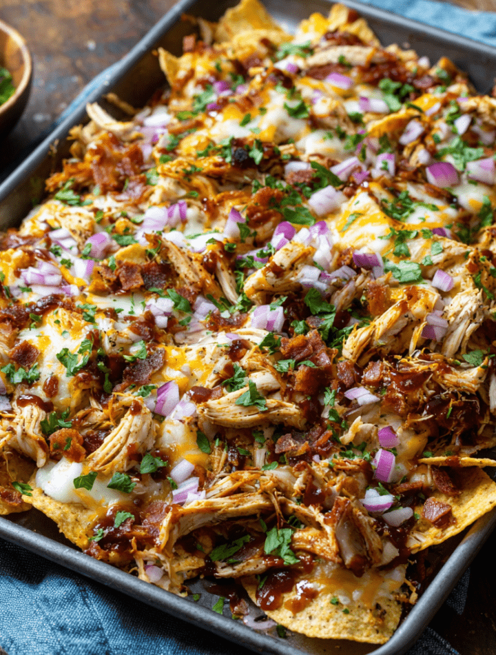 Sheet Pan BBQ Chicken Nachos
