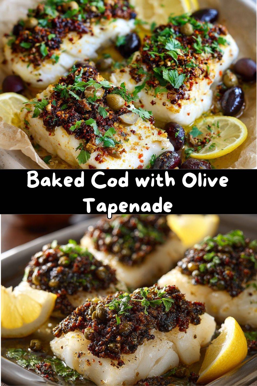Baked Cod with Olive Tapenade