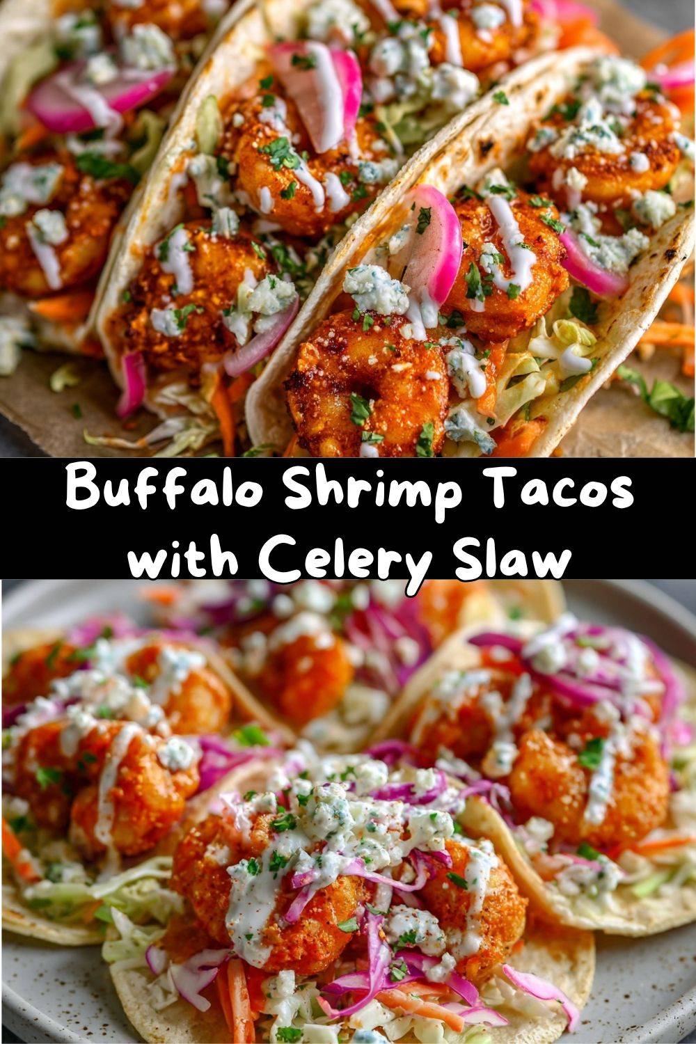 Buffalo Shrimp Tacos with Celery Slaw