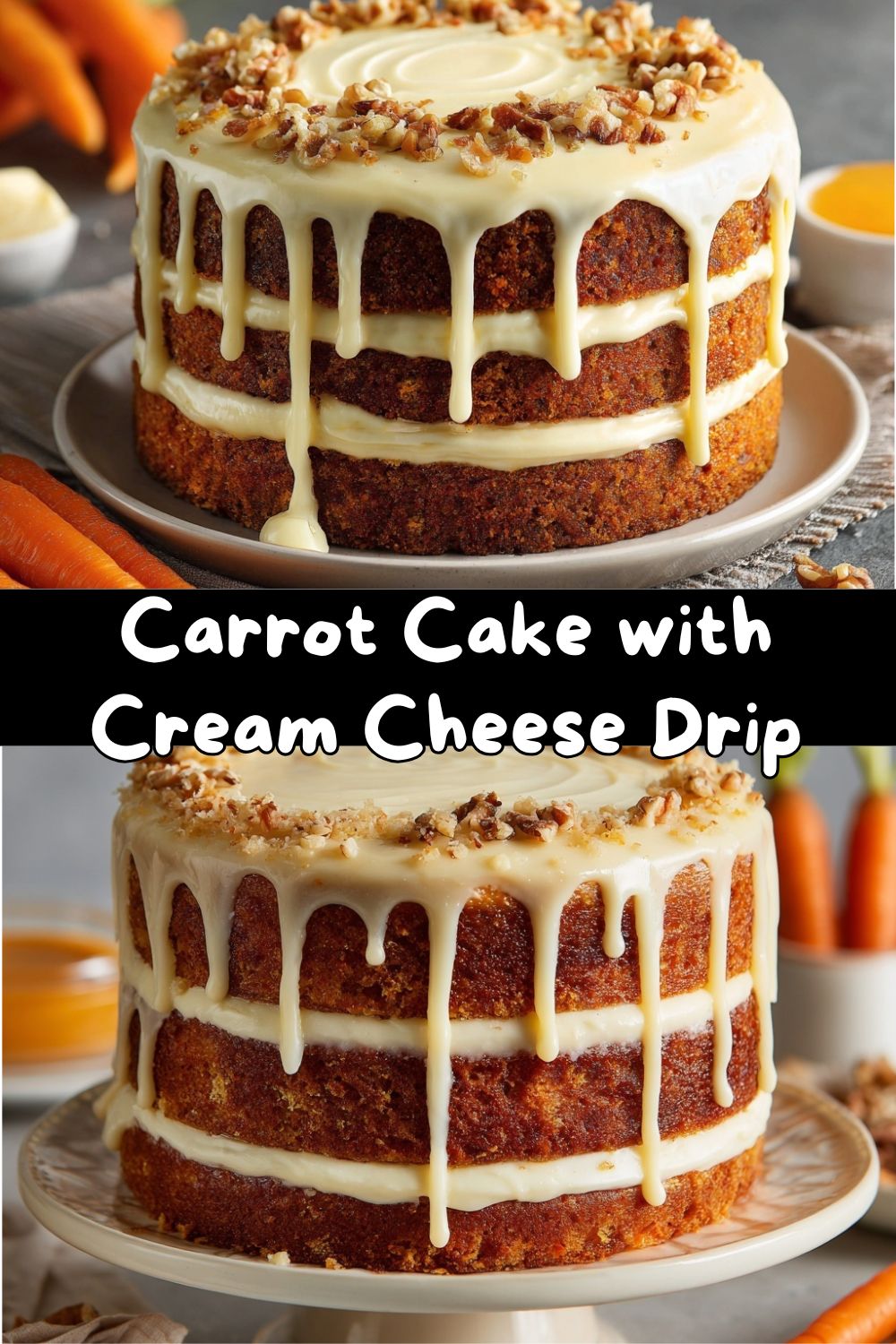 Carrot Cake with Cream Cheese Drip 