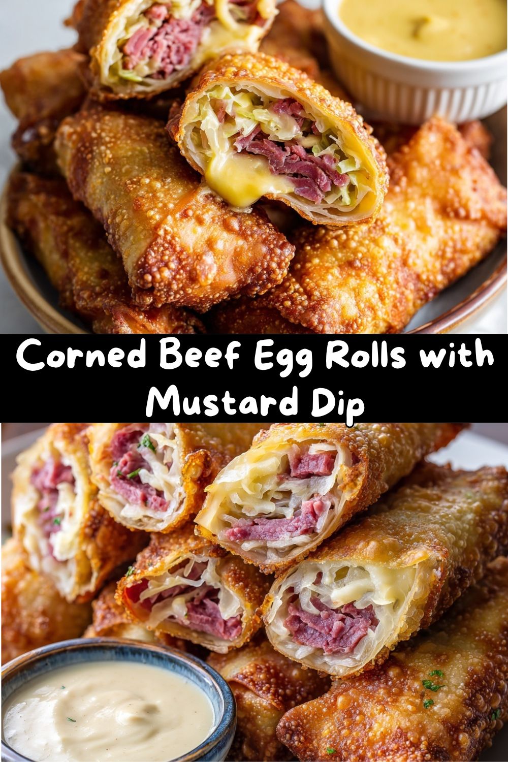 Corned Beef Egg Rolls with Mustard Dip