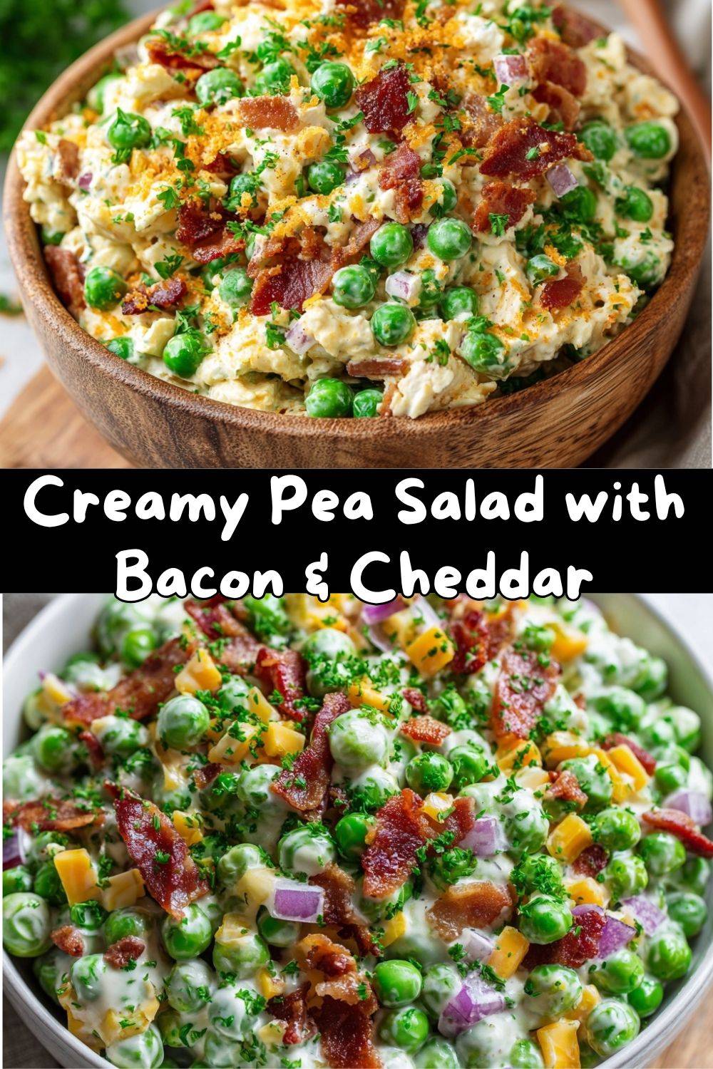 Creamy Pea Salad with Bacon & Cheddar