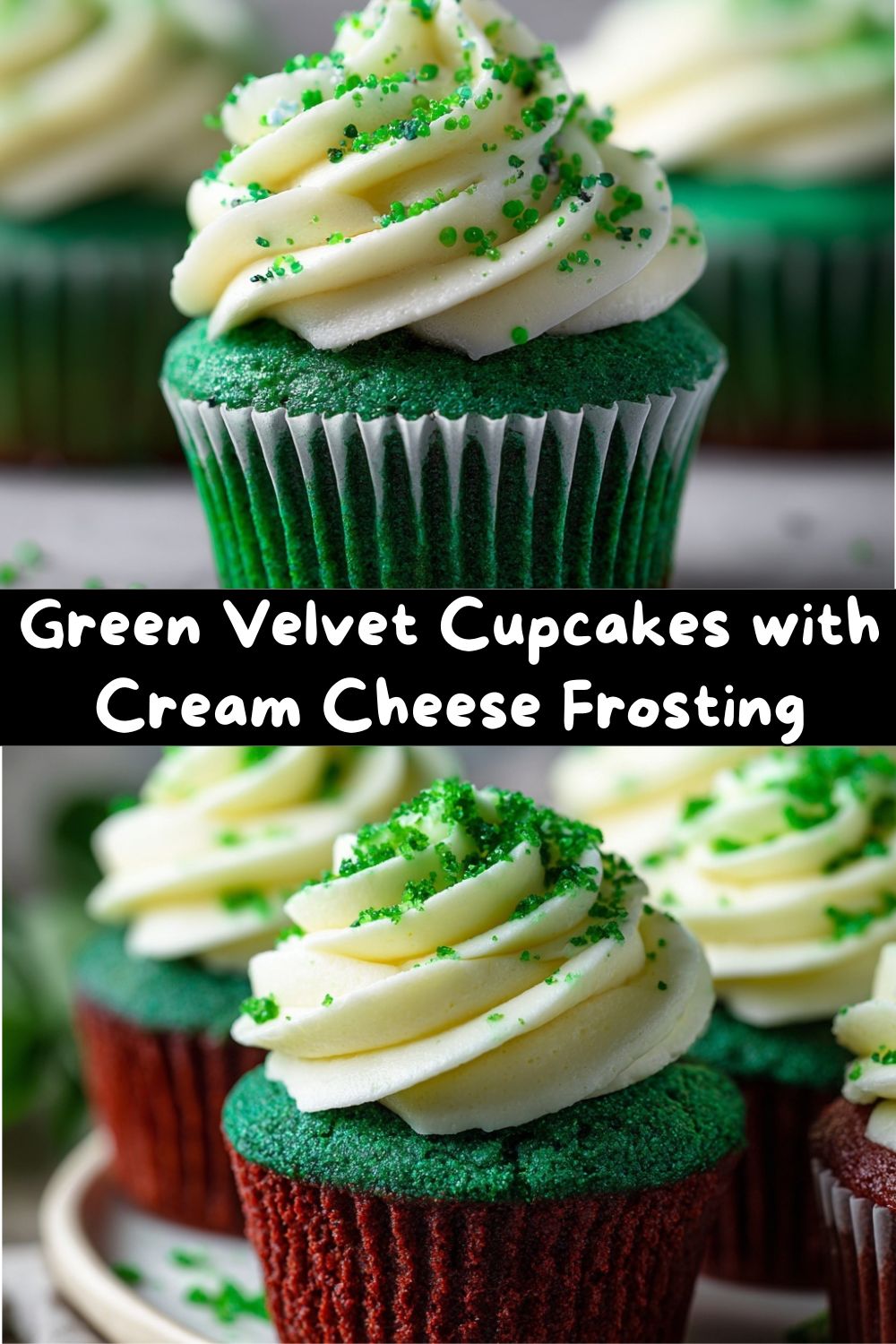 Green Velvet Cupcakes with Cream Cheese Frosting