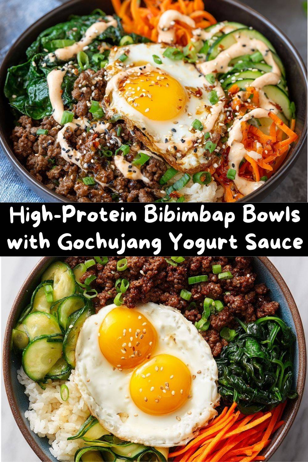 High-Protein Bibimbap Bowls with Gochujang Yogurt Sauce