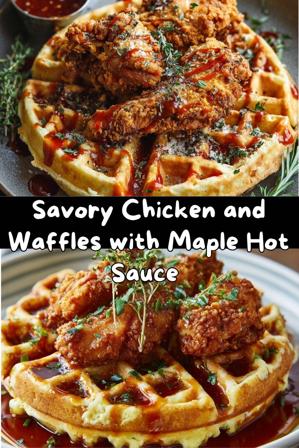 Savory Chicken and Waffles with Maple Hot Sauce