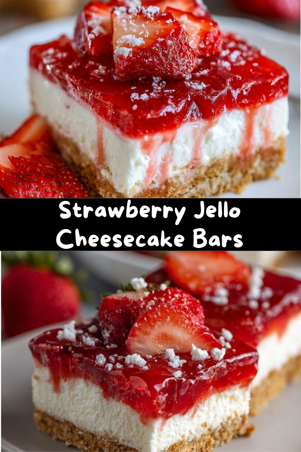Strawberry Jello Cheesecake Bars