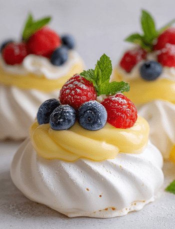 Mini Pavlovas with Lemon Curd
