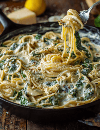 Spinach Artichoke Dip Spaghetti