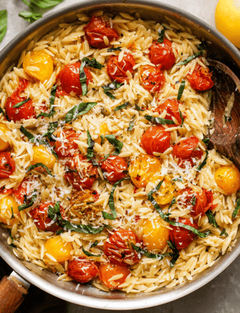 Lemony Basil Orzo with Tomatoes