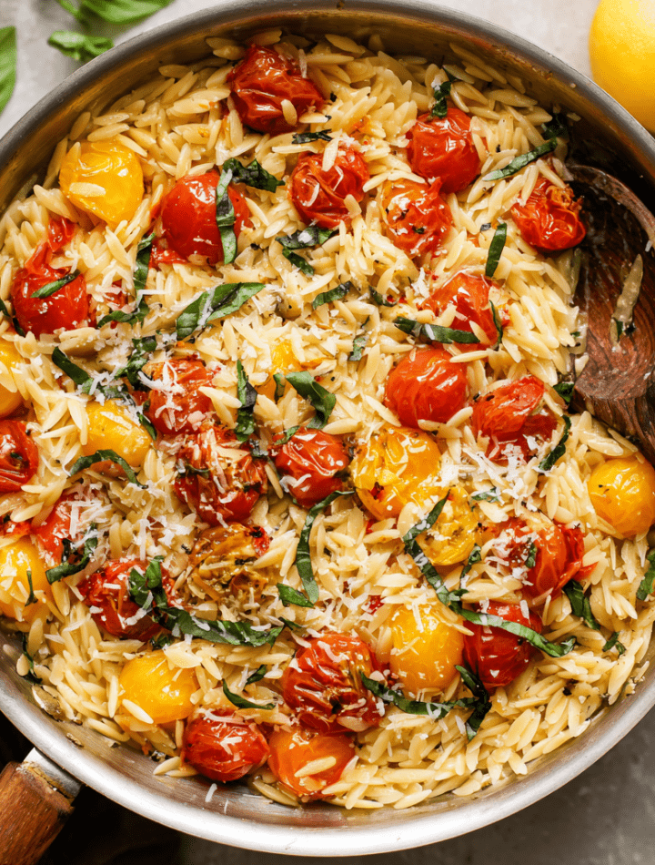 Lemony Basil Orzo with Tomatoes