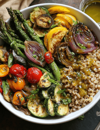 Roasted Veggie Spring Grain Bowls