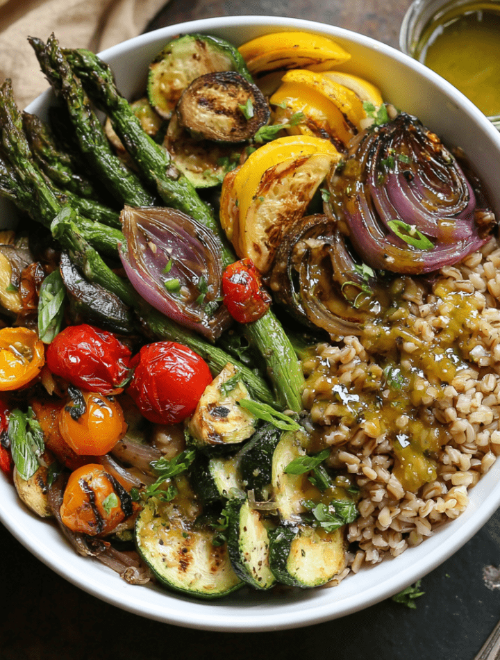 Roasted Veggie Spring Grain Bowls