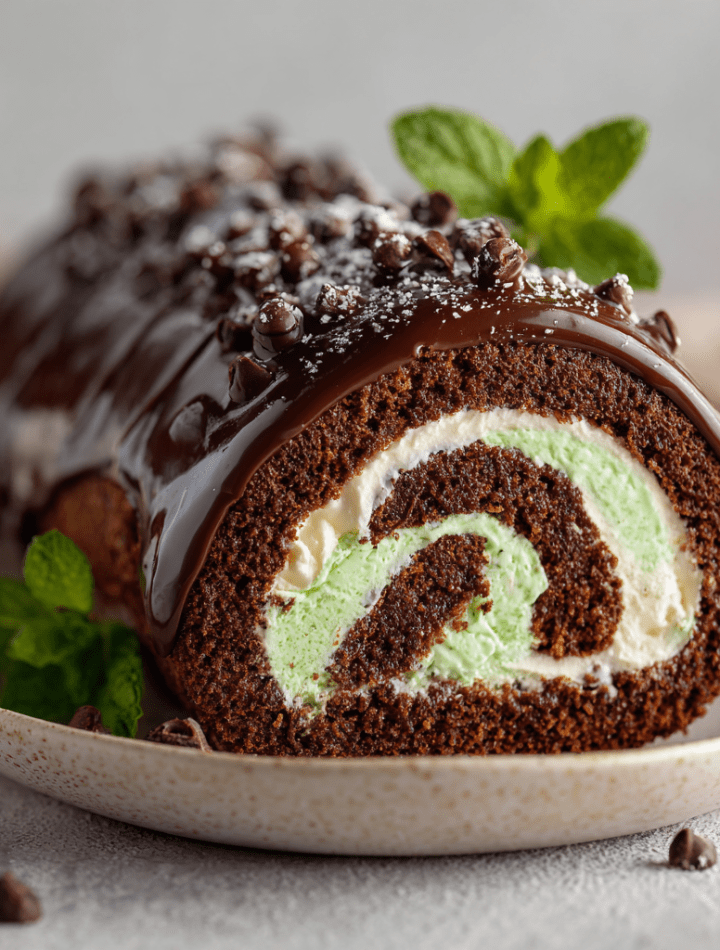 Mint Chocolate Roll Cake