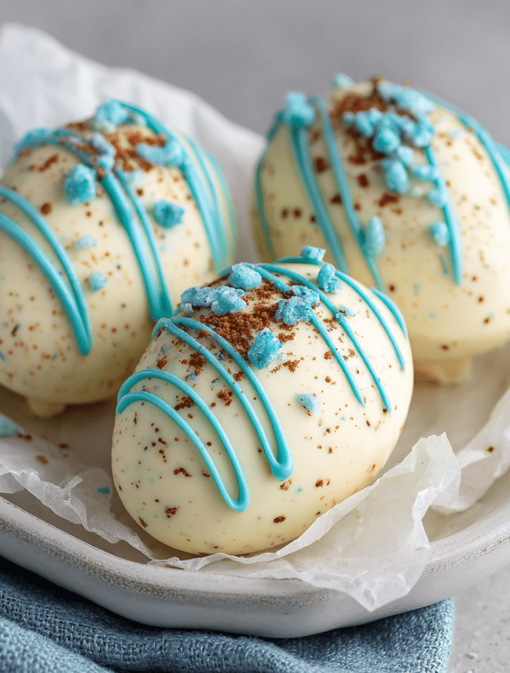 Make better-than-store-bought White Chocolate Peanut Butter Easter Eggs! No-bake, easy recipe with robin's egg speckles. A fun, homemade Easter treat.
