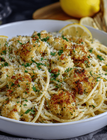 Roasted Cauliflower Parmesan Spaghetti