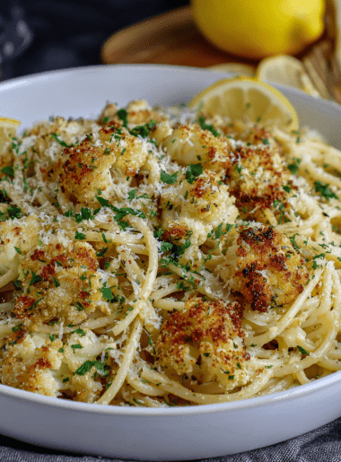 Roasted Cauliflower Parmesan Spaghetti
