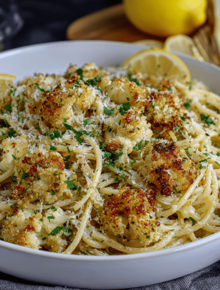 Roasted Cauliflower Parmesan Spaghetti