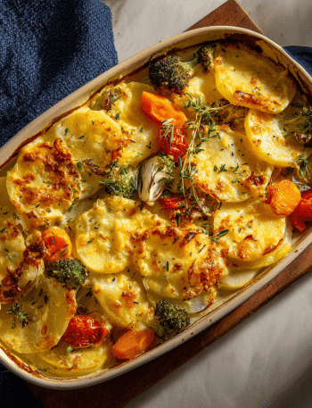 Creamy Scalloped Potatoes & Roasted Veggies