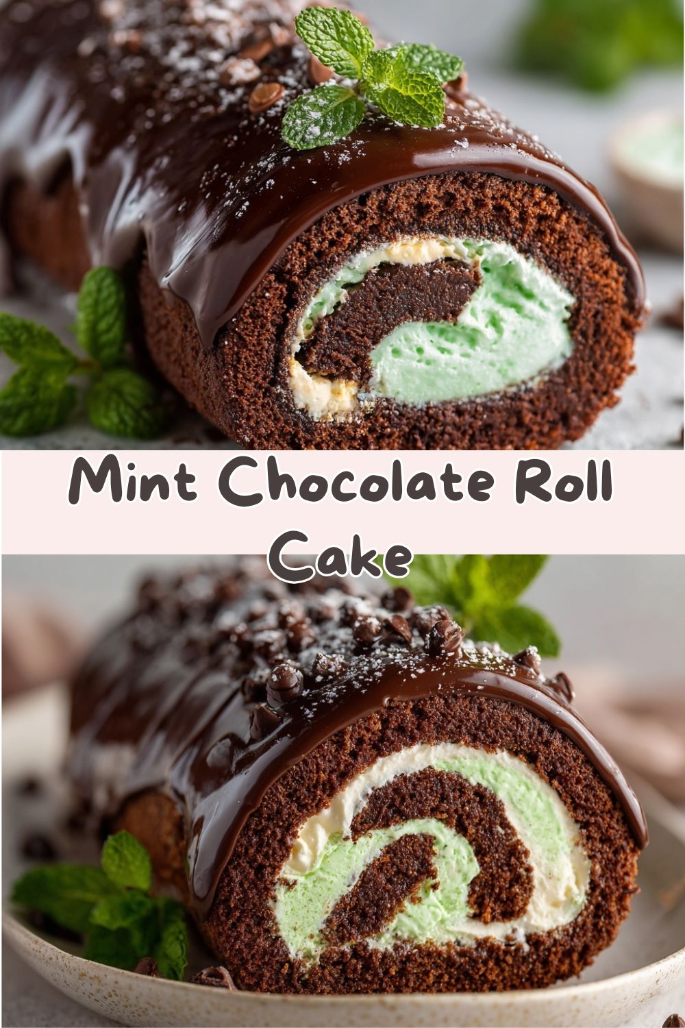 Mint Chocolate Roll Cake