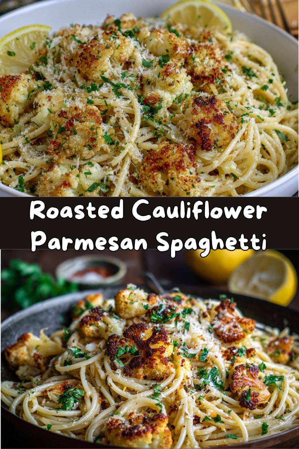 Roasted Cauliflower Parmesan Spaghetti