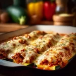 Cheesy Keto Chicken Parmesan Zucchini Boats ready to serve, low-carb and flavorful