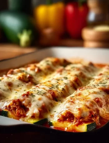 Cheesy Keto Chicken Parmesan Zucchini Boats ready to serve, low-carb and flavorful