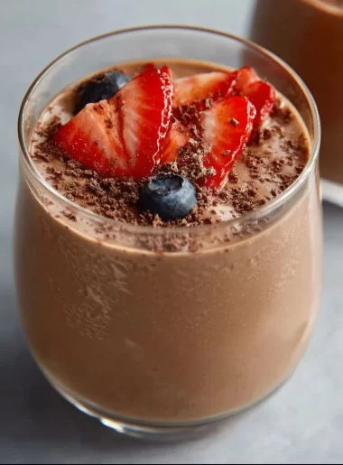 Delicious homemade chocolate protein pudding in a bowl
