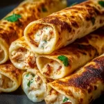 Crunchy Keto Chicken Bacon Ranch Taquitos plated with dipping sauce