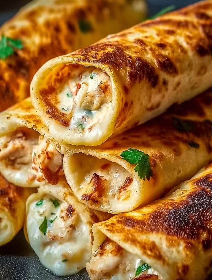 Crunchy Keto Chicken Bacon Ranch Taquitos plated with dipping sauce
