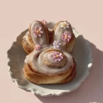 Easter Bunny Cinnamon Rolls decorated and ready for the holiday feast
