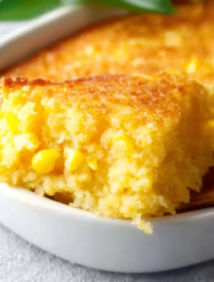 Easter Corn Casserole served in a dish, showcasing its creamy texture and golden top