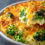 Delicious easy broccoli cheese casserole baked to perfection