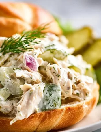 Delicious dill pickle chicken salad with fresh ingredients and bold flavors.