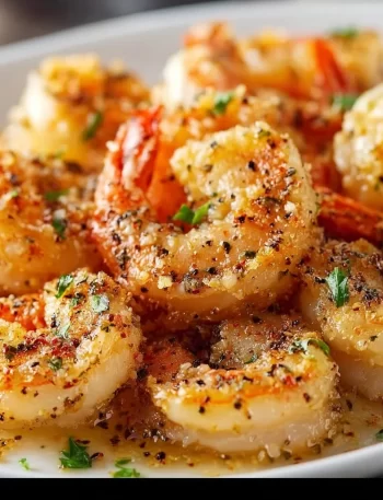 Garlic Parmesan Roasted Shrimp dish garnished with herbs