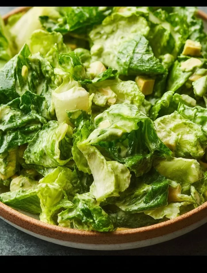 A delicious Green Goddess Salad with fresh greens and creamy dressing.