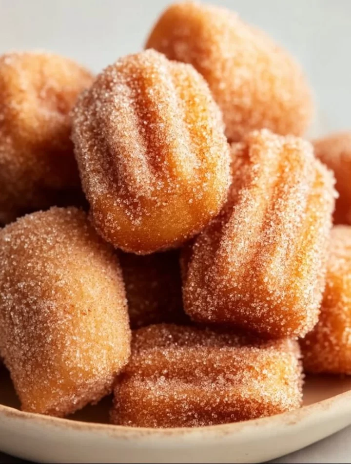 Healthy air fryer churro bites served on a plate