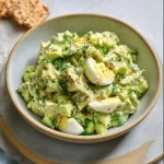 Herby avocado egg salad bowl with fresh herbs and eggs