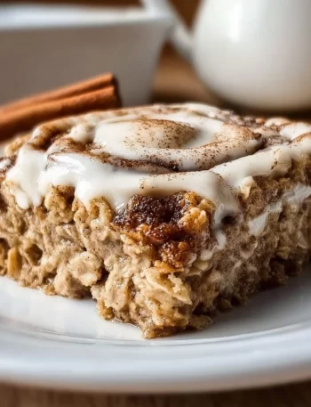 High protein cinnamon roll oat bake, a healthy and delicious breakfast dish.