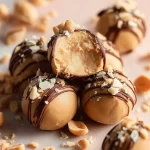 High protein frozen peanut butter Greek yogurt bites for a healthy snack.