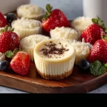 Mini cheesecake board featuring various flavors and toppings