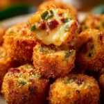 A plate of crispy jalapeño poppers filled with cheese and spices
