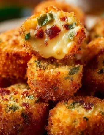 A plate of crispy jalapeño poppers filled with cheese and spices