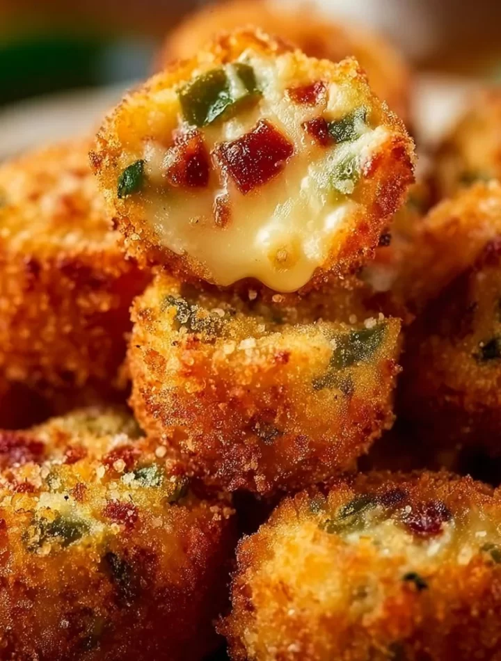A plate of crispy jalapeño poppers filled with cheese and spices