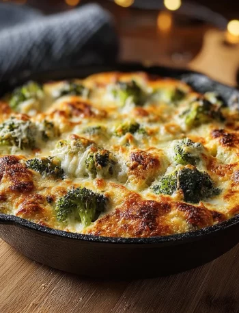 Keto Chicken Alfredo Broccoli Bake with creamy sauce and broccoli