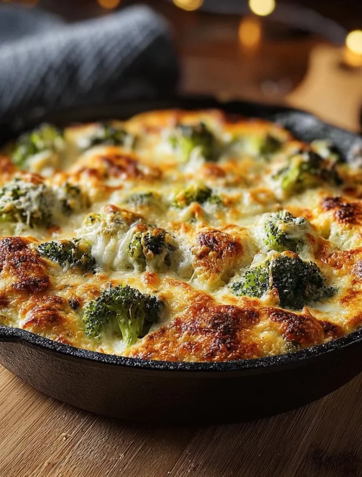 Keto Chicken Alfredo Broccoli Bake with creamy sauce and broccoli
